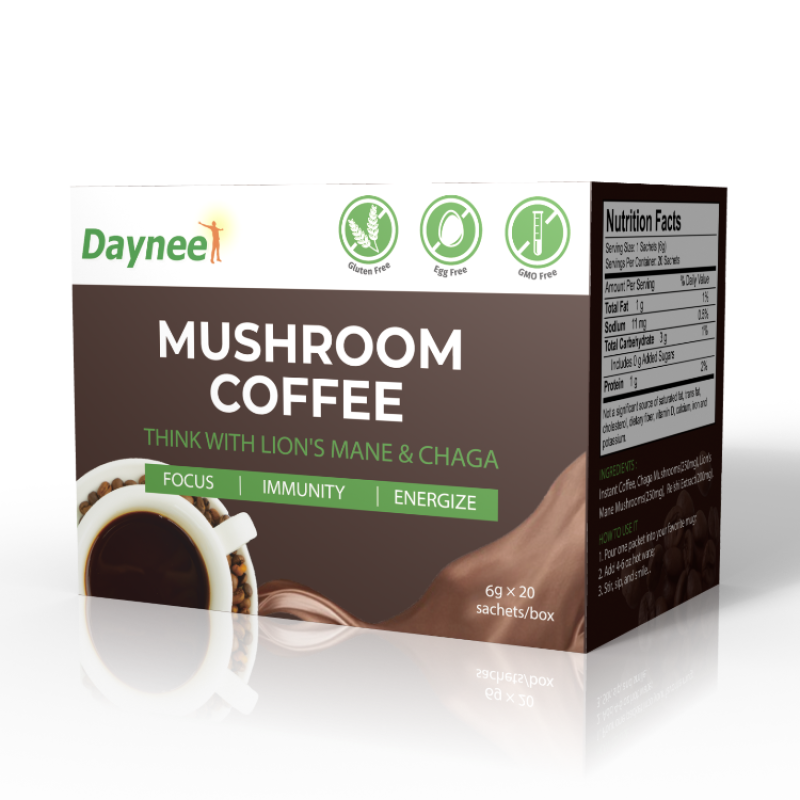 OEM/ODM Custom Private Label Instant Coffee Organic Reishi Extract Powder Ground Blend Mushroom Coffee