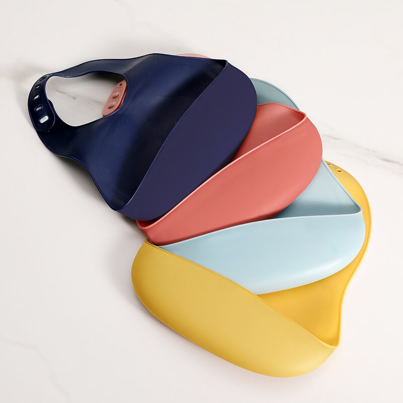 Silicone Baby Bib -- Soft Waterproof Bib for Babies and Toddlers Adjustable Buckle