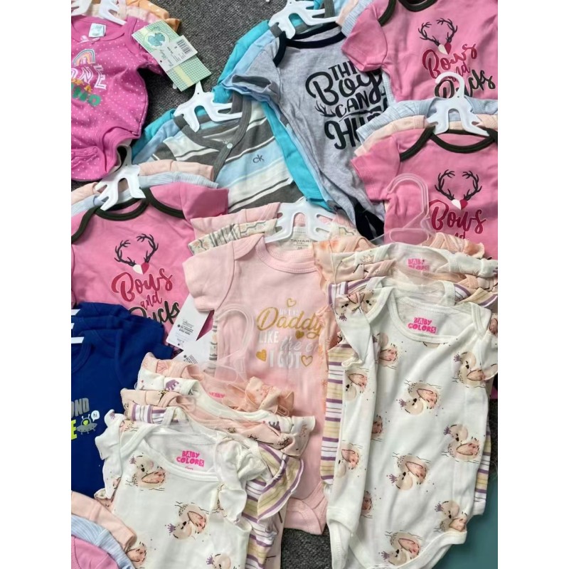 Wholesale 3-Piece Pure Cotton Set Newborn Swaddle Clothing Print Pattern Bodysuit Romper Summer Mix and Match Brand Baby Romper Product