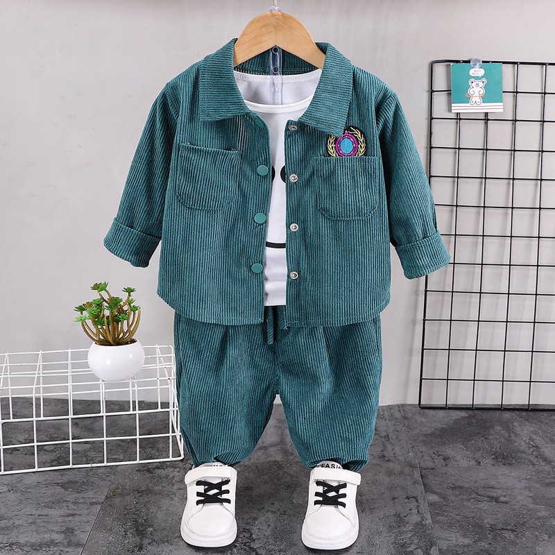 Boy Style 0-5 Years Handsome Fashion Little Kid Baby Spring Baseball Jacket Long Sleeve Set Autumn Trend Letter Print