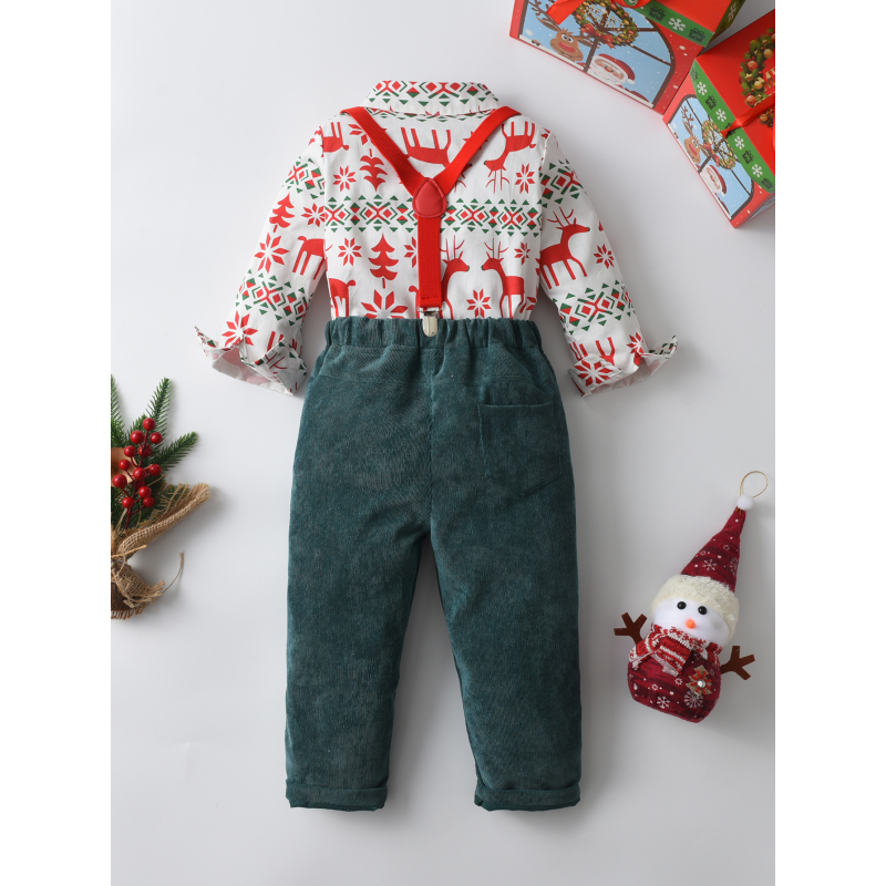 Formal Santa Claus Navidad Gift 2025 Gift Creative Festival Children Stripe Bow 2 pcs Children Suit Boy Christmas Weihnachten