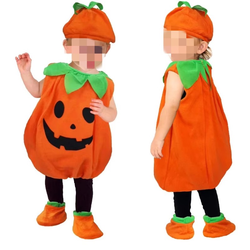 Children Cute Pumpkin Halloween Set Party Little Celebration Role-Play Costume Cute Pumpkin Baby Clothing