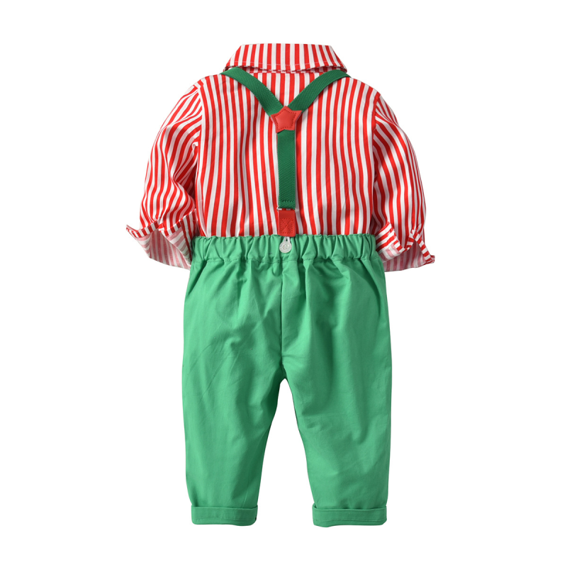 Formal Christmas Gift Creative Festival Children Set Stripe Print Children Suit Set Boy Overalls 2025