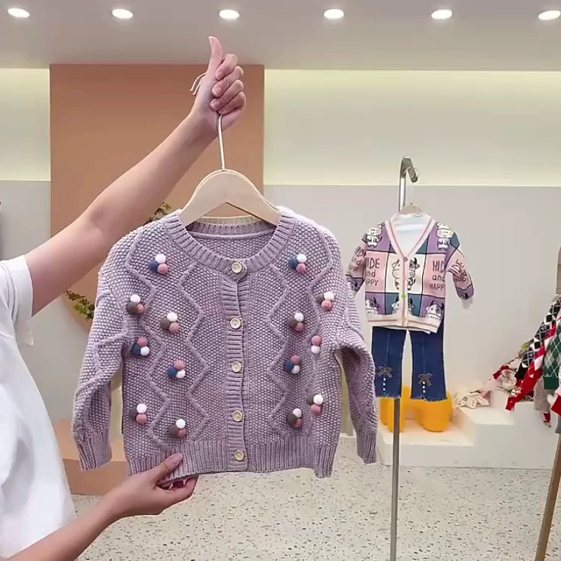 Girl Sweater Children Clothing Knit Top Chompa De Hombre Chandails Pour Filles Single-Breast Fashion Cardigan Knit Coat