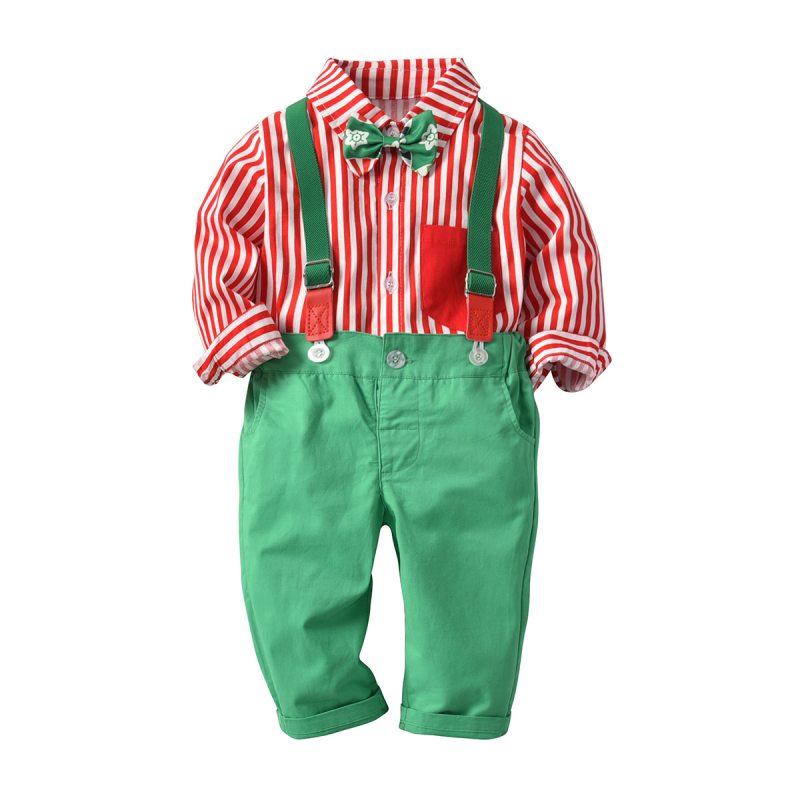 Formal Christmas Gift Creative Festival Children Set Stripe Print Children Suit Set Boy Overalls 2025