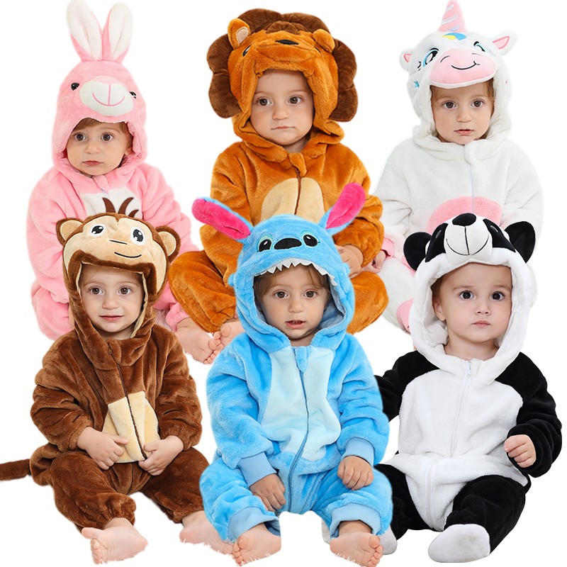 Halloween Children Mamilu Costume Cartoon Romper Winter Unisex Flannel Clothing Pajamas Animal Baby Children Infant Romper