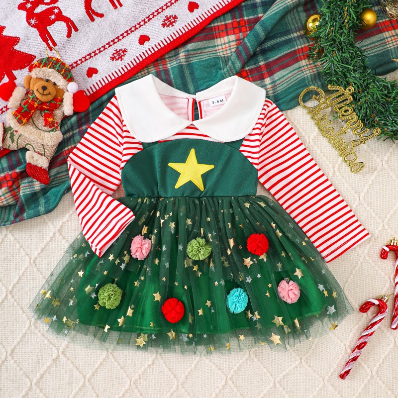 New Baby Girl Christmas Costume Arbre De Tutu Dress Star Cute Smoking Children Clothing Natal Navidad 2025 Noel Robe Noel