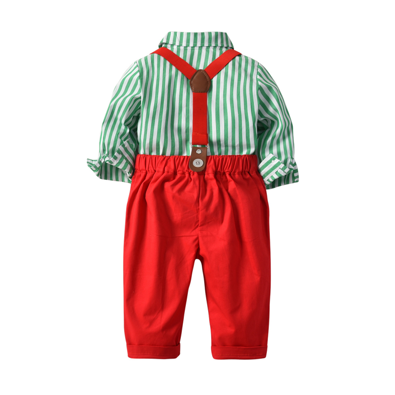 Formal Christmas Gift Creative Festival Children Set Stripe Print Children Suit Set Boy Overalls 2025