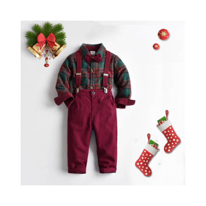 Christmas Costume Children Set Boy Navidad Pants Noel Vestido Classic Boy Suit Set Party Natal