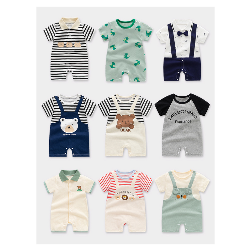 Baby Short Sleeve Pure Cotton Romper Girl Boy Summer Newborn Pajamas Summer Light Romper Product 0-3 Months