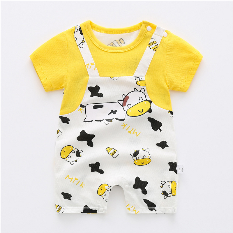 Baby Short Sleeve Pure Cotton Romper Girl Boy Summer Newborn Pajamas Summer Light Romper Product 0-3 Months