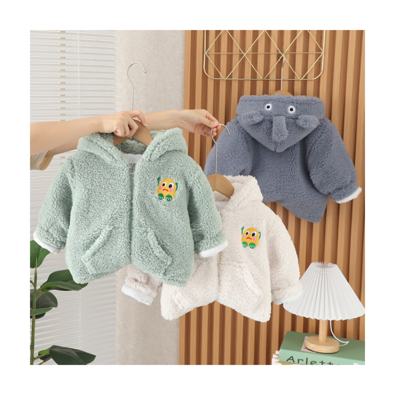 Wholesale Baby Clothing Coat Lamb Wool Hat Thick Children Warm Soft Chaquetas Para Ninos Jacket Hoddie Zipper Casacos Inverno