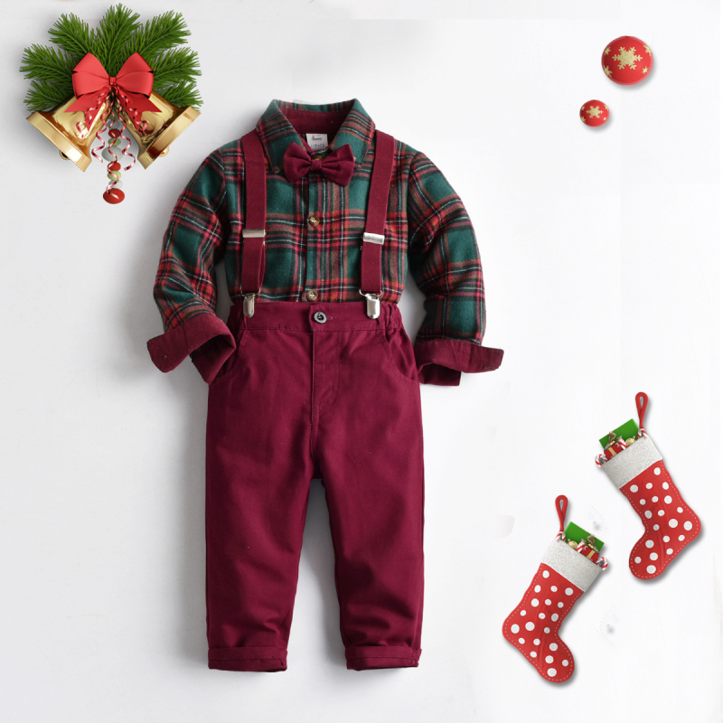 Christmas Costume Children Set Boy Navidad Pants Noel Vestido Classic Boy Suit Set Party Natal