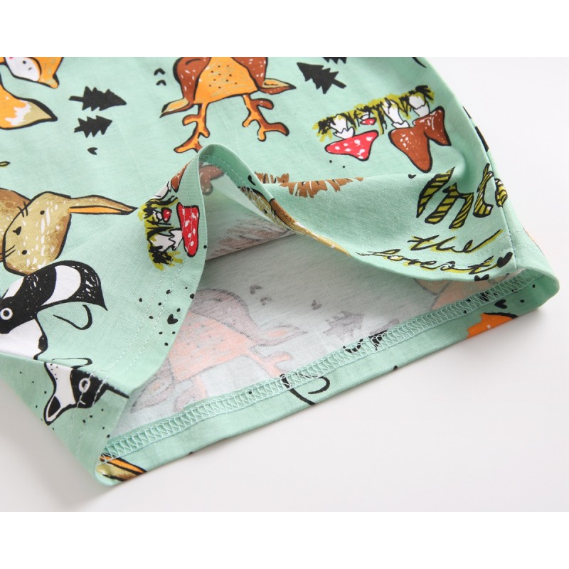 Baby Set Summer Boy Cartoon Short Sleeve T-Shirt Children's Clothing 2-Piece Set Clothes Animal Print Fabric Round Neck Casual