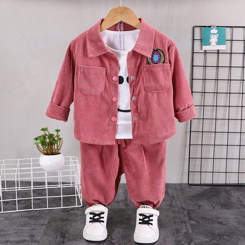Boy Style 0-5 Years Handsome Fashion Little Kid Baby Spring Baseball Jacket Long Sleeve Set Autumn Trend Letter Print