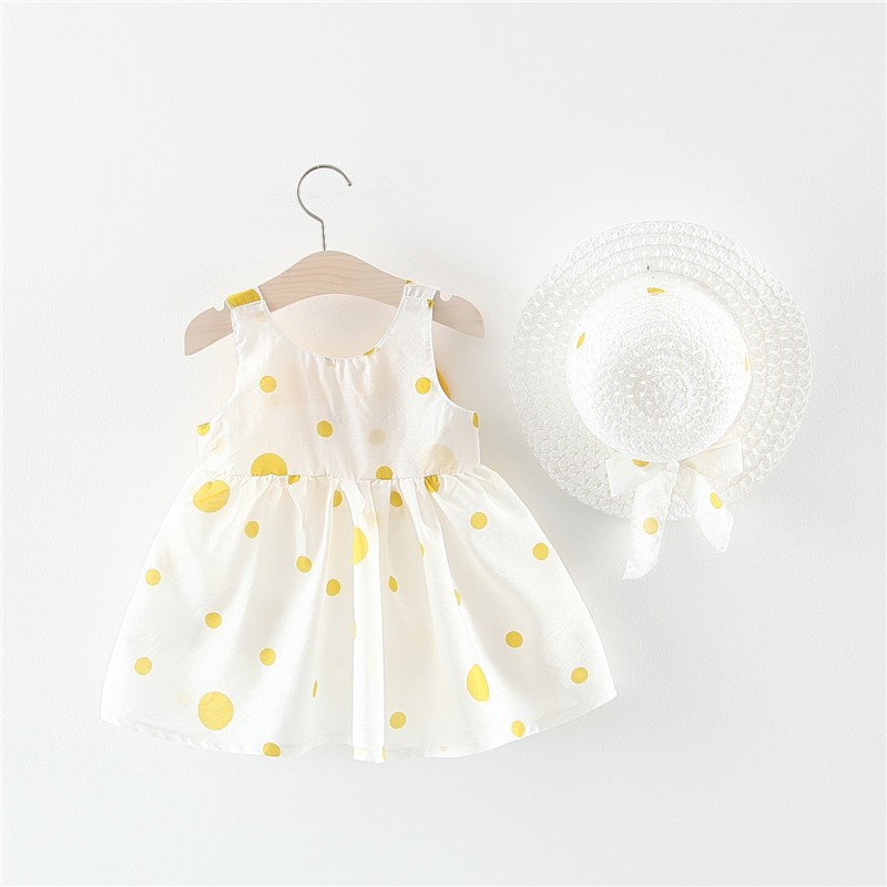 Summer New Arrival Girl Dress Baby Sleeveless Princess Dress Beach with Hat Fashion Princess Dress Cute Fashion