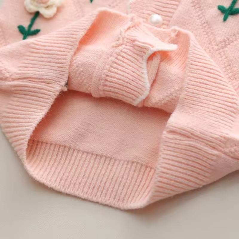 Girl Sweater Children Clothing Sweater Veste Hiver Cute Floral Winter Jacket Knit Casaco Teen Coat Chompa De Hombre