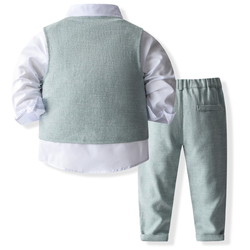British Style Boy Suit Medium Small Long Sleeve Shirt Vest Performance Costume Children's Performance Costume