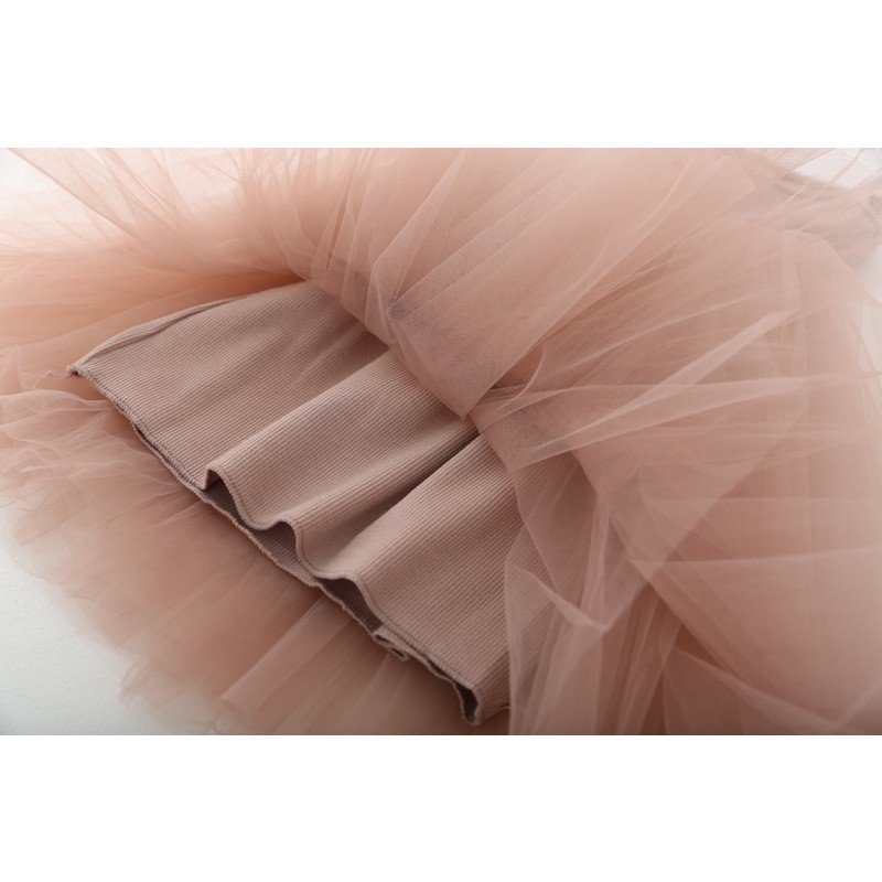 Wholesale Girl Spaghetti Strap Tutu Silk Ribbed Double Layer Breathable Mesh Princess Dress Tulle Fashion Children Spaghetti Strap