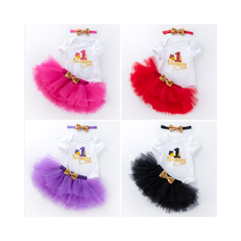 Cheap Wholesale Girl Bay Mixed Baby Clothing Set Summer Baby Girl Birthday Dress Romper Princess Dress