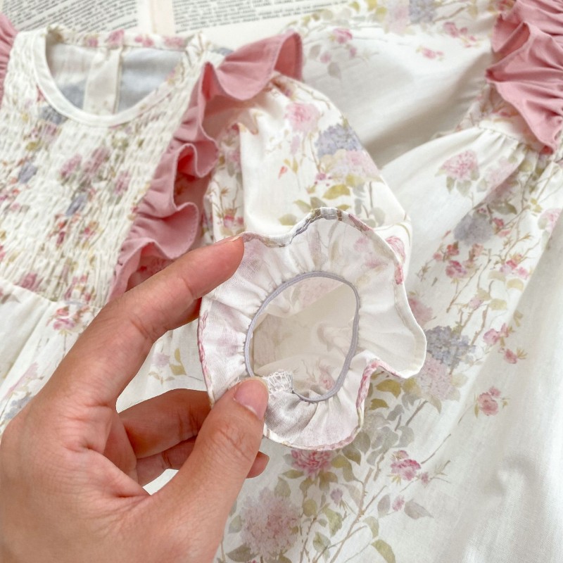 Spring New French Floral Long Sleeve Bodysuit Fashion Style Bodycon Clothes Suit Baby Girl Dress