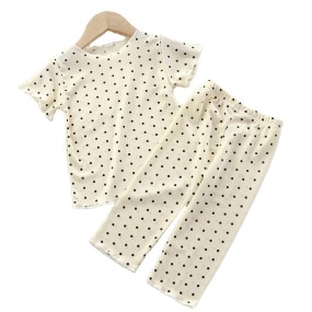 Baby Pajamas Summer Lightweight Set Polka Dot Fashion Girl Summer Two-Piece Set Home Wear Children Air-Conditioning Clothes