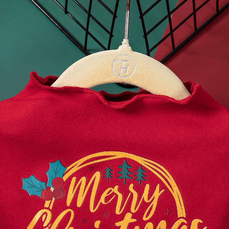 New Baby Girl Clothing Warm Navidad Long Sleeve Bow Mesh Christmas Vetements De Noel Smock Dress Children Natal Weihnachten Dress