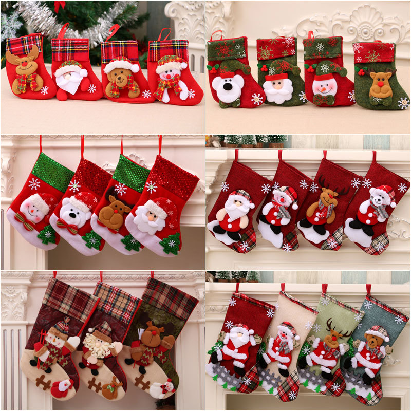 Christmas Decoration Socks 2025 Natal Tree Socks Weihnachten Gift Christmas Deko Enfeites De Natal Navidad Regalos Gift Bag