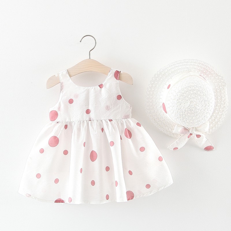 Summer New Arrival Girl Dress Baby Sleeveless Princess Dress Beach with Hat Fashion Princess Dress Cute Fashion