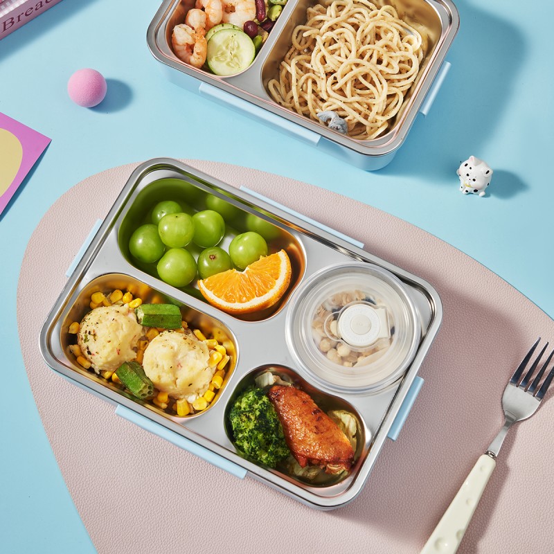Cartoon Design Stainless Steel Lunch Box Portable Food Container Multi-Compartment Bento Box School Season Wholesale