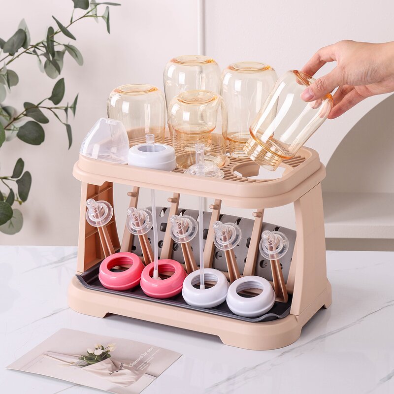 Eco-Friendly Plastic Foldable Baby Bottle Drying Rack Stand Multifunctional Bottle Rack Durable Drain Rack Bottle