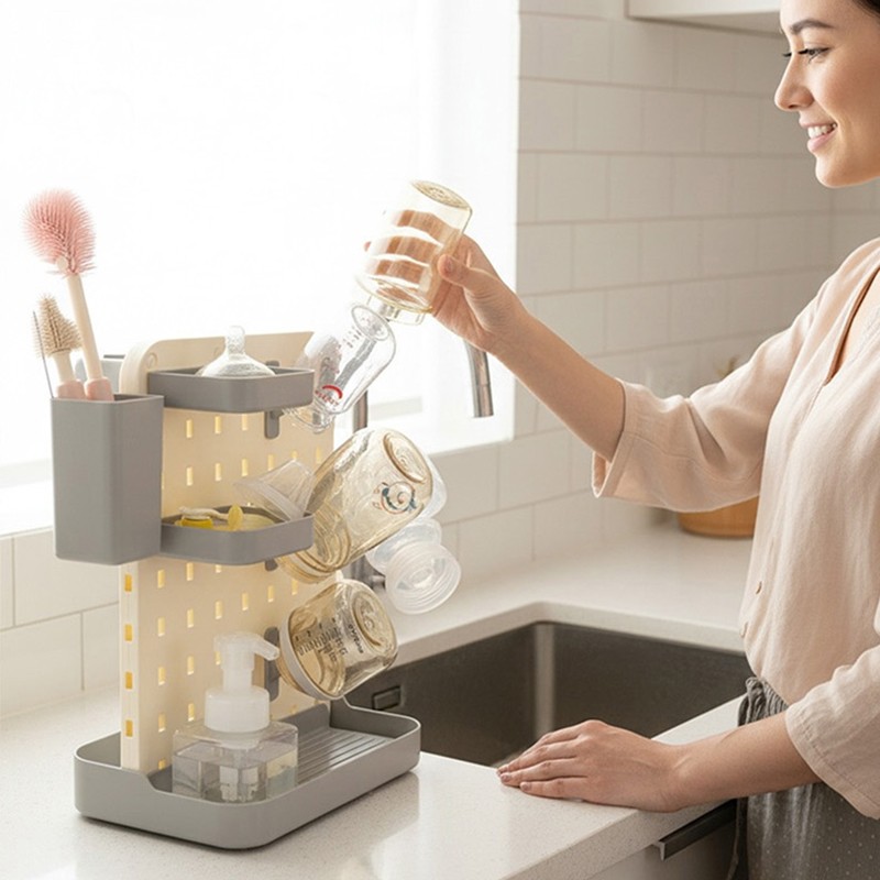 Portable Standing BPA-Free Baby Bottle Accessories Drying Rack Space Saving Design for Travel Use