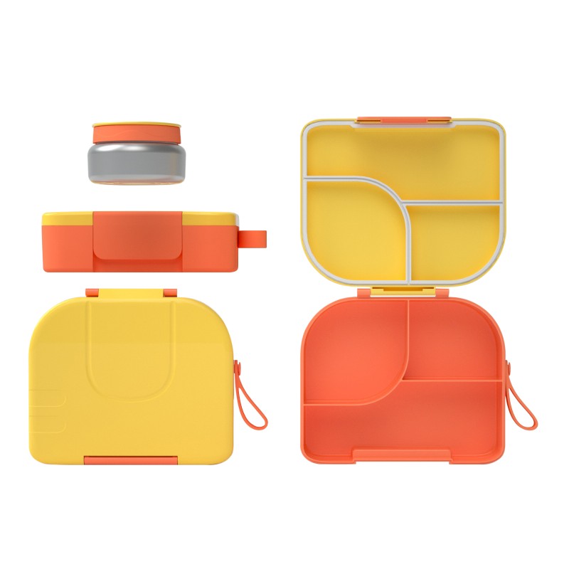 Children's Soup Lunch Box Thermal Lunch Food Container with 3 Compartments for Kids School Hot Food Insulated Food Jar