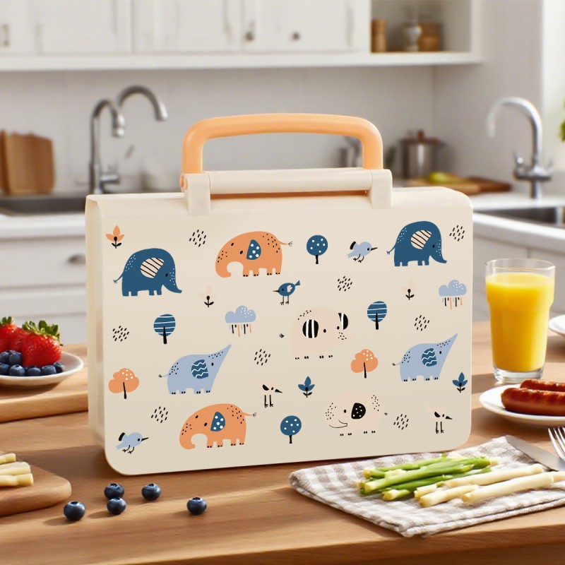 Hot Sale 3-Compartment Children's Bento Box Multifunctional Food Storage Box Baby Food Container with Spoon and Fork