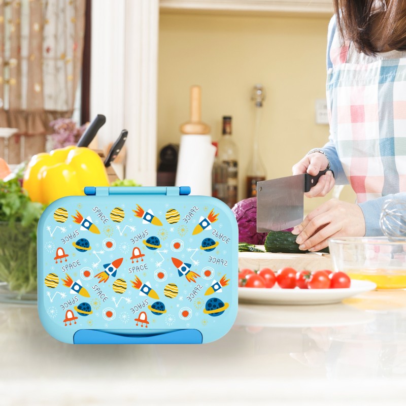 Children's Bento Lunch Box with Easy-Open Lock Portable BPA-Free Bento Box for Toddlers Back to School Lunch Box with Divider