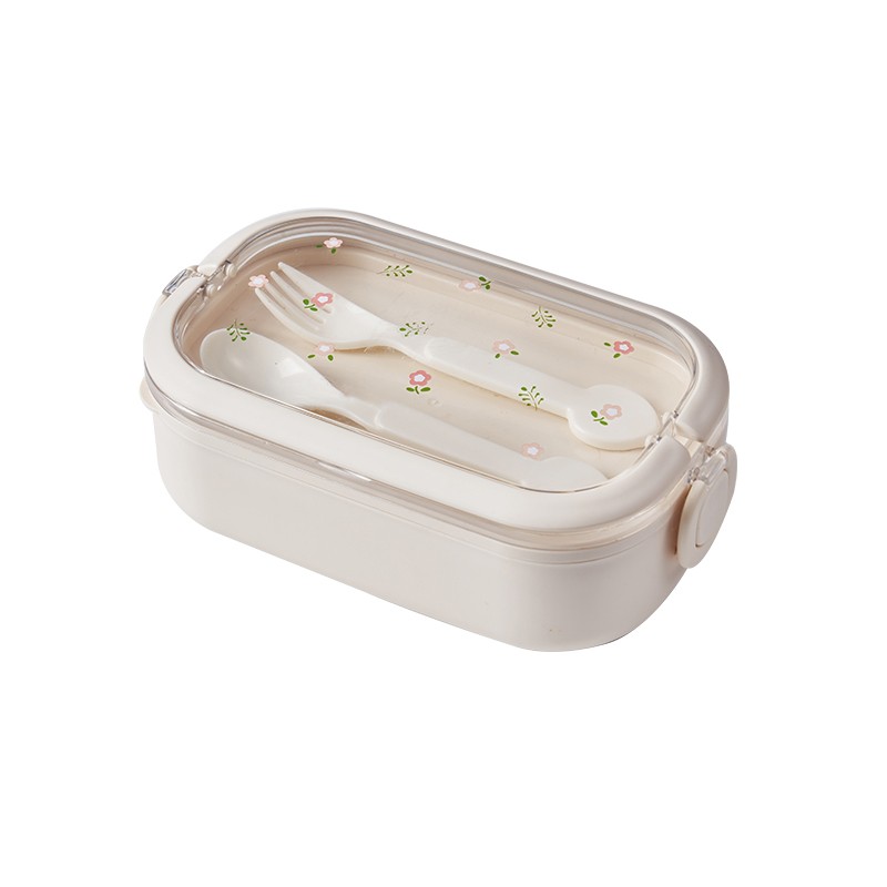 Pastoral Style Stainless Steel Lunch Box with Spoon and Fork Children's Bento Box Portable Food Container