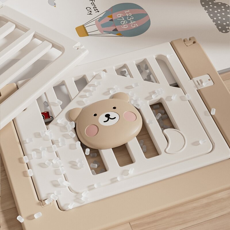 New Children's Indoor Foldable Plastic Folding Baby Playpen Infant and Toddler Baby Playpen with Basket Rack