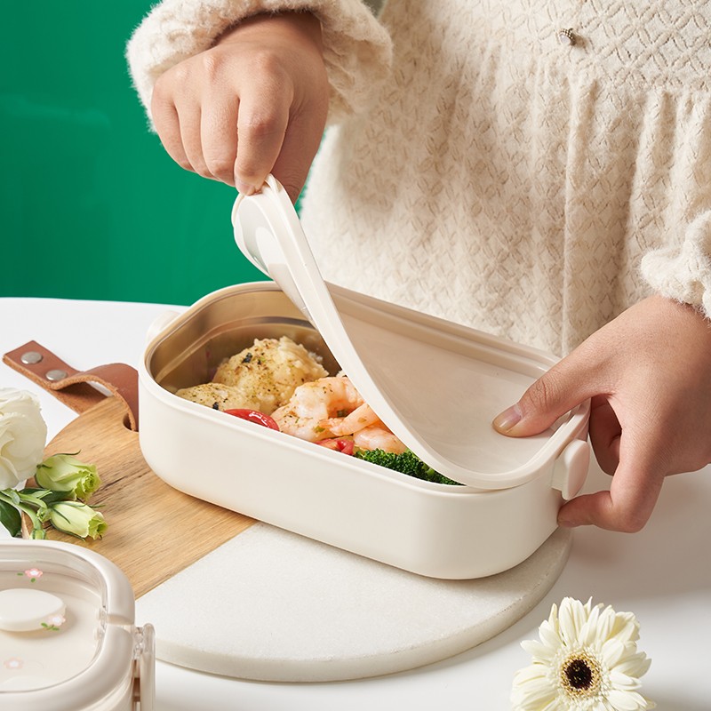 Pastoral Style Stainless Steel Lunch Box with Spoon and Fork Children's Bento Box Portable Food Container