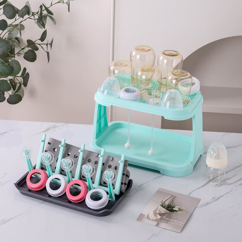Eco-Friendly Plastic Foldable Baby Bottle Drying Rack Stand Multifunctional Bottle Rack Durable Drain Rack Bottle