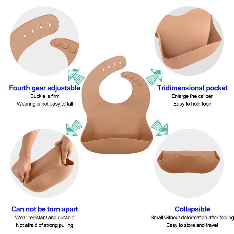 BPA-Free Divided Food Feeding Set Silicone Baby Tableware Children's Dinner Suction Set Baby Silicone Tableware Plate Bowl Set with Bib