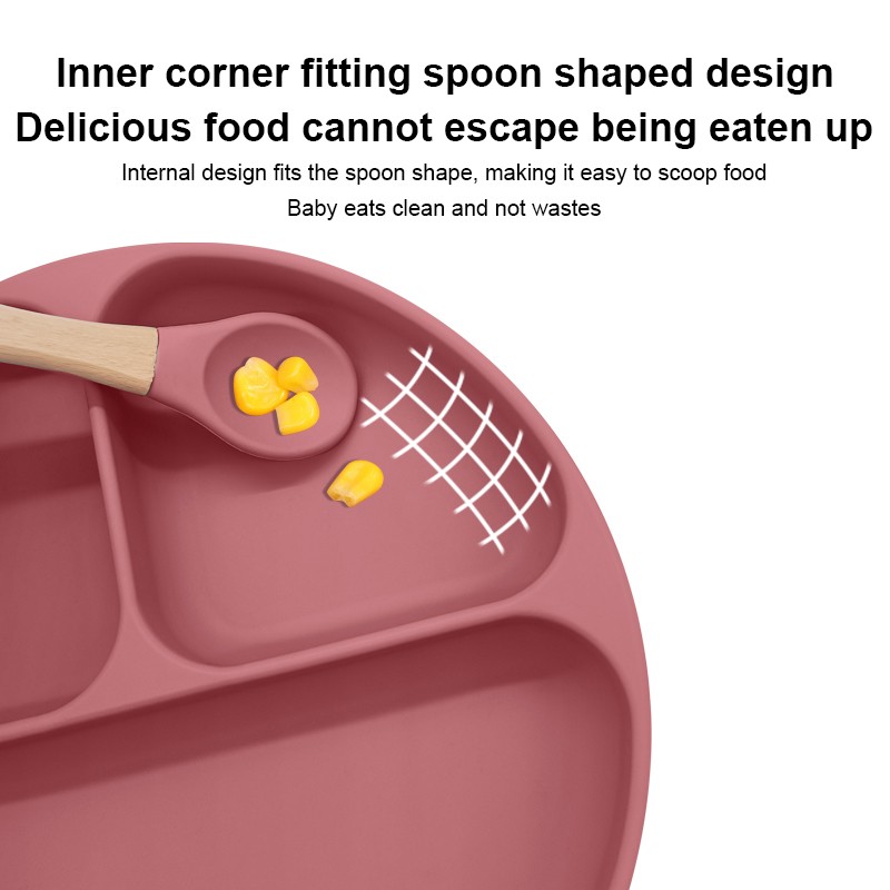 Custom BPA-Free Silicone Tableware Set Classic Waterproof Bib Placemat Splash-Proof Toddler Baby Divided Suction Plate