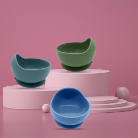 BPA-Free Food-Grade Waterproof Anti-Slip Silicone Baby Suction Children Feeding Tableware Silicone Baby BPA-Free Bowl Baby Feeding