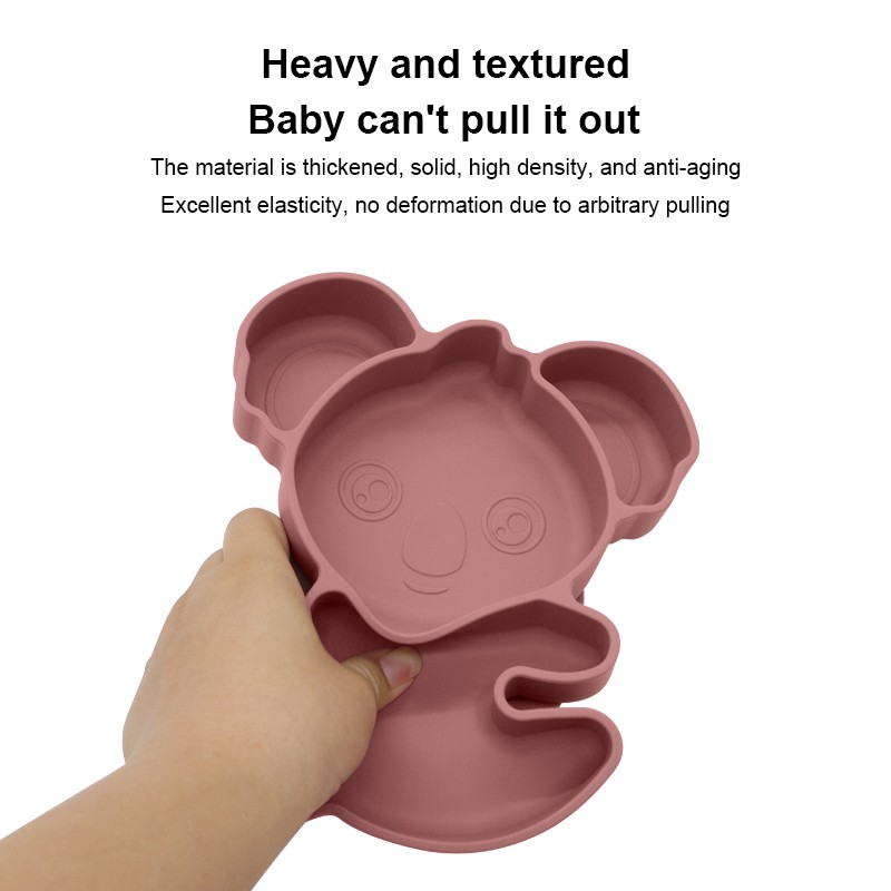 Children Toddler Weaning Food Plate BPA-Free Silicone Baby Feeding Plate Koala Shape Dinner Tableware Baby Suction Bowl Plate