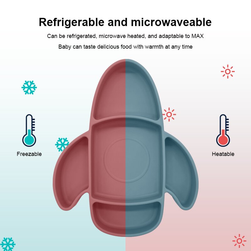 Custom BPA-Free Silicone Toddler Airplane Meal Plate Food-Grade Children Dining Tableware Baby Feeding Divided Plate