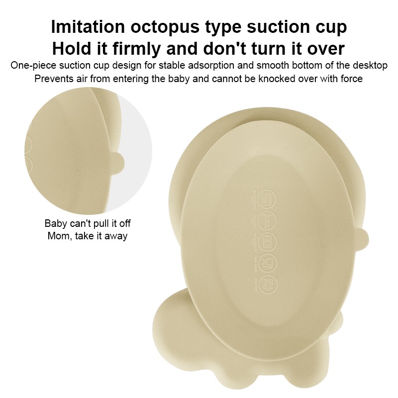 Manufacturer Wholesale Non-Toxic Baby Strong Suction Plate Children Feeding Plate Food-Grade Silicone Baby Eating Training Tableware