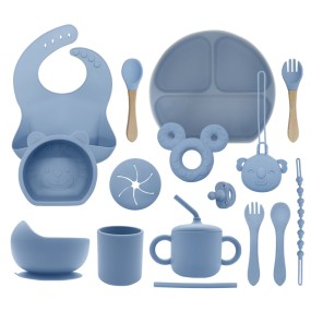 BPA-Free Wholesale Newborn Soft Suction Bowl Children's Dinner Tableware Essentials Custom Logo Baby Feeding Set with Straw Cup