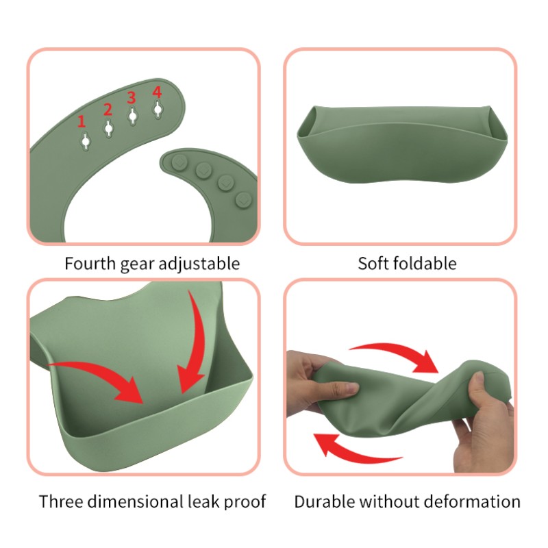 New Product BPA-Free Eco-Friendly Newborn Food-Grade Silicone Children's Dining Tableware Bowl Spoon Baby Feeding Set with Bib