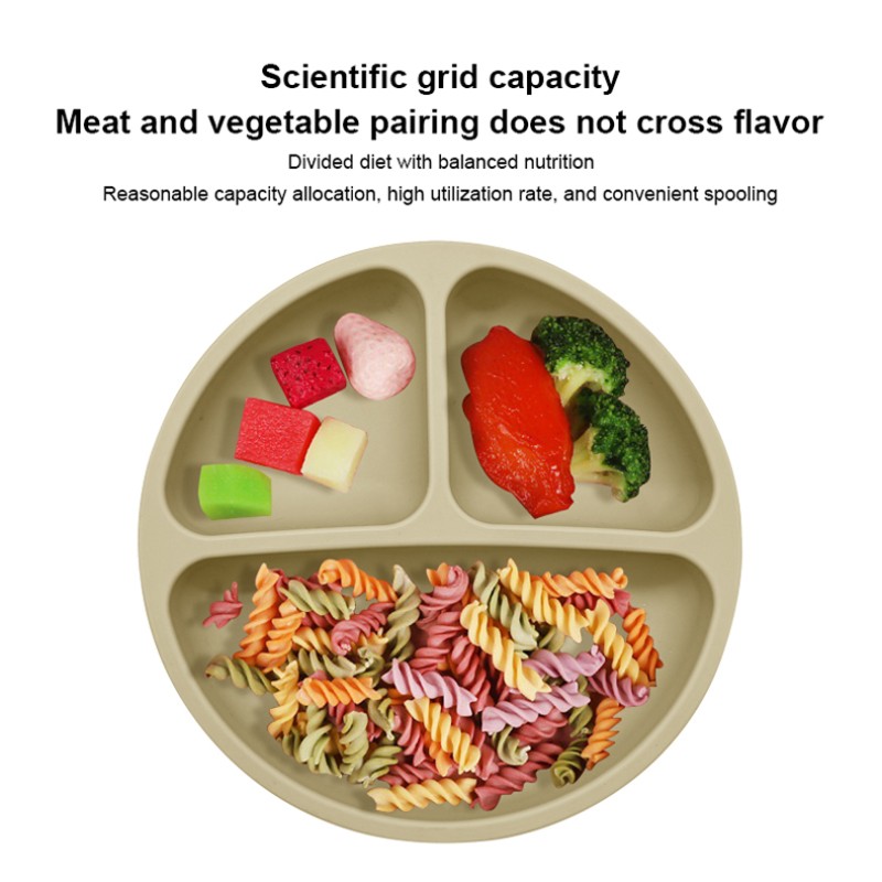 Factory Custom Children's Tableware Set Toddler Divided Plate Feeding Set BPA-Free Silicone Suction Bib Baby Tableware