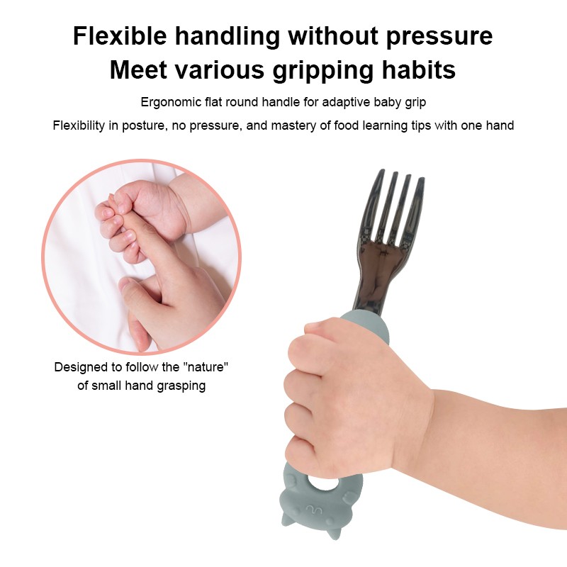 2025 New Safe Toddler Feeding Utensil Cartoon BPA-Free Baby LED Weaning Training Stainless Steel Fork Spoon Set