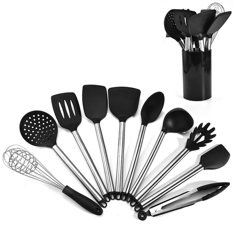 China Custom Complete Latest Creative Practical Luxury Silicone Pink Cute Cooking Kitchen Utensils Household Kitchen Tools